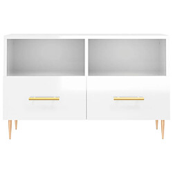 Maison Chic Meuble TV scandinave - Banc TV pour salon Blanc brillant 80x36x50 cm Bois d'ingénierie -MN29937 pas cher