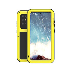 Bumper en silicone + métal défenseur anti-poussière anti-éclaboussures jaune pour votre Samsung Galaxy S20 Plus