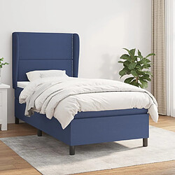 Maison Chic Structures de lit + matelas,Lit à sommier tapissier avec matelas Bleu 90x200 cm Tissu -MN81944