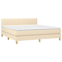 Acheter Maison Chic Lit adulte- Lit + matelas,Sommier à lattes de lit avec matelas LED Crème 160x200 cm Tissu -GKD54632