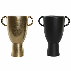 Vase DKD Home Decor 23 x 16 x 29 cm Noir Doré Aluminium Moderne (2 Unités)