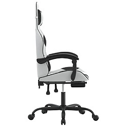 Avis vidaXL Chaise de jeu pivotante et repose-pied Blanc et noir Similicuir