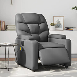 vidaXL Fauteuil de massage inclinable électrique gris similicuir