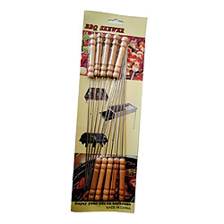 12x Brochettes de barbecue Manche Boisé Kabob BBQ Gril Camping Ustensiles pour barbecue