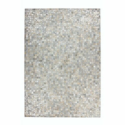 Paris Prix Tapis Patchwork en Cuir Rocket Gris & Argent 120 x 170 cm