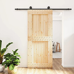 vidaXL Porte coulissante et kit de quincaillerie 90x210 cm pin massif