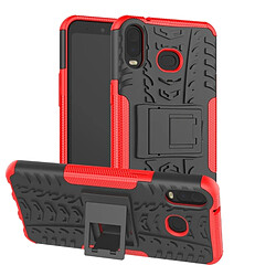 Wewoo Coque Pneu Texture TPU + PC antichoc pour Galaxy A6s, avec support (rouge)