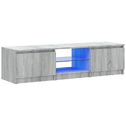 vidaXL Meuble TV avec lumières LED Sonoma gris 140x40x35,5 cm