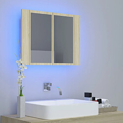 Helloshop26 Armoire à miroir à led de bain chêne sonoma 60 x 12 x 45 acrylique 02_0006747