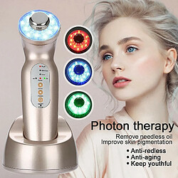 Chrono Dispositif De Beauté Ultrasonique, Multifonctionnel Appareil De Massage De Visage LED Photon Et Ion Anti-âge Anti Rides Soin Visage Rajeunissement De La Peau(Or)