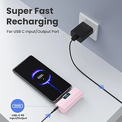 SANAG Batterie Externe Pour Iphone 16/15 Series, 5200Mah Usb C Power Bank À Charge Rapide, Ultra-Compact Et Léger Batterie Portable Écran Lcd Chargeur Portable Pour Iphone 16/15/15 Pro Samsung Etc.(Rose) pas cher