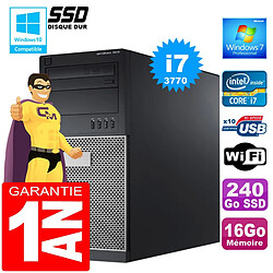 PC Tour DELL 7010 Core I7-3770 Ram 16Go Disque 240 Go SSD Graveur DVD Wifi W7 - Occasion