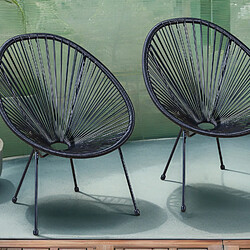 Avis Concept Usine Set de 2 Chaises de jardin Noir ACAPULCO