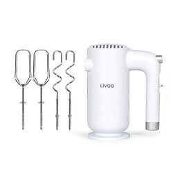 Livoo Mixeur Batteur BLANC Fouet électrique 250W 5 Réglages de Vitesse 2 crochets ET 2 pétrisseurs