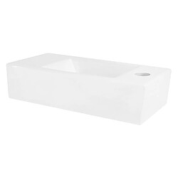 Vasque avec vidage sans trop-plein 40x18,5x10 cm Blanc en céramique ML-Design