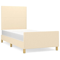 Maison Chic Lit adulte - Cadre Structure de lit avec tête de lit Contemporain Crème 90x200 cm Tissu -MN61272