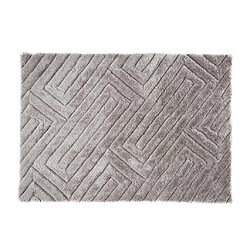 Vente-Unique Tapis shaggy en relief à poils longs - 160 x 230 cm - Gris - MAZE