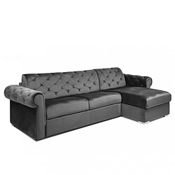 Inside 75 Canapé d'angle réversible CHESTERFIELD convertible EXPRESS 120 cm matelas 16 cm velours gris