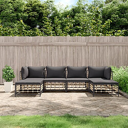 Maison Chic Salon de jardin 6 pcs + coussins - Mobilier/Meubles de jardin - Table et chaises d'extérieur anthracite résine tressée -MN21193