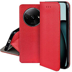 Htdmobiles Housse etui portefeuille avec coque interieure en silicone pour Xiaomi Redmi A3 / Poco C61 4G + film ecran - ROUGE MAGNET