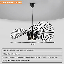 NETTLIFE Suspension E27 Noir Moderne Design Chapeau Diam.140cm Polycarbonate Max.40W pour Salon salle à manger cuisine, sans Ampoule pas cher