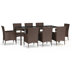 Ensemble salle à manger de jardin 9 pcs,Ensemble à dîner d'extérieur marron poly rotin -MN33874