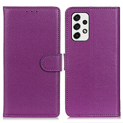 Etui en PU texture litchi, magnétique, antichoc violet pour votre Samsung Galaxy A53 5G