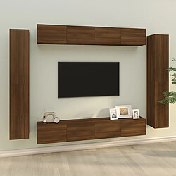 Maison Chic Ensemble de meubles TV 8 pcs | Banc TV Moderne pour salon | Meuble de Rangement - Chêne marron Bois d'ingénierie -MN82311