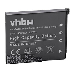 vhbw batterie compatible avec Casio Exilim EX-FS10, EX-S10, EX-S12, EX-Z20, EX-Z21, EX-Z25, EX-Z29 appareil photo DSLR (550mAh, 3.6V, Li-Ion)