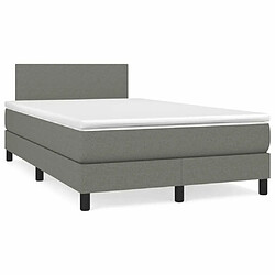 Maison Chic Lit adulte- Lit + matelas,Sommier à lattes de lit avec matelas gris foncé 120x190cm tissu -GKD13123