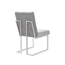 Vivenla Lot de 2 Chaises de salle à manger design revêtement en velours gris clair et piètement en acier inoxydable argenté collection DINO pas cher