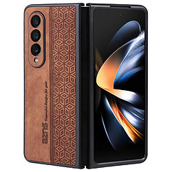 Coque en TPU + PU AZNS anti-chute pour votre Samsung Galaxy Z Fold4 5G - marron