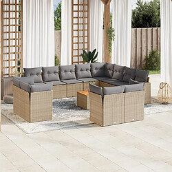 Maison Chic Salon de jardin avec coussins 13 pcs | Ensemble de Table et chaises | Mobilier d'Extérieur beige résine tressée -GKD53532