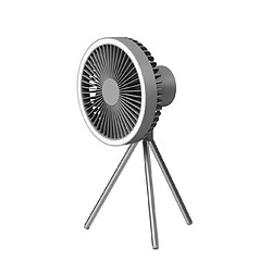 (Gris Clair) Mini Ventilateur Multifonctionnel Rechargeable USB Ventilateur de Plafond de Camping Portatif pour Trépied Extérieur avec Ventilateur de Bureau 10000mAh à Lumière Led