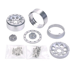 2pcs moyeu de roue en aluminium lourd 1,9 "Beadlock pour 1/10 RC modèle de voiture Argent