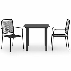 Maison Chic Mobilier à dîner 3 pcs de jardin - Ensemble table et chaises d'extérieur - Salon/Mobilier de jardin classique Noir Verre et acier -MN93836