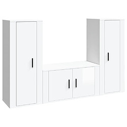 vidaXL Ensemble de meubles TV 3 pcs Blanc brillant Bois d'ingénierie