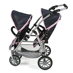 Bayer Chic 2000 Le buggy Tandem Vario, Mélange bleu foncé - anthracite - rose pour poupée