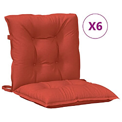 vidaXL Coussins de chaise à dossier bas lot de 6 rouge mélangé tissu