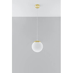 Luminaire Center Suspension Ugo Verre,acier Or blanc 1 ampoule 110cm