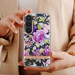 Avis Avizar Coque pour Samsung Galaxy S23 Dos Rigide Contour Souple Design Fleurs Violettes