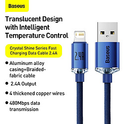 Baseus - Câble de données Crystal Shine (CAJY000103) - USB vers Lightning, 2,4A,