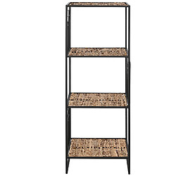 Pegane Etagère, meuble étagère en bois coloris naturel et métal noir - longueur 35 x profondeur 35 x Hauteur 98 cm