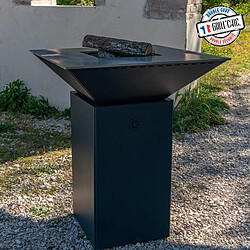 GRILL CHIC Braséro barbecue Le Cévenol 74x74x90 cm à DOUBLE CUVE alu gris anthracite