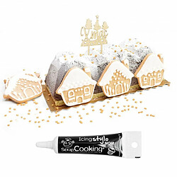 Scrapcooking Cake topper en bois Christmas + Stylo de glaçage noir