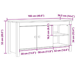 vidaXL Meuble TV 103x36,5x52 cm Bois de pin massif pas cher