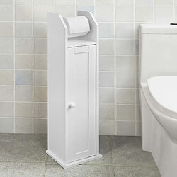 SoBuy FRG135-W Support Papier Toilette Armoire Porte-papier Toilette Porte Brosse WC Meuble de Salle de Bain Sur Pied en Bois - Blanc