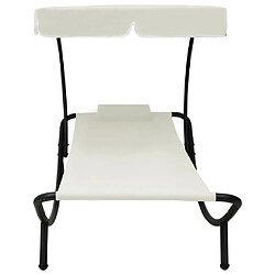 Avis Maison Chic Chaise longue de jardin avec auvent et oreiller | Bain de soleil Relax | Transat Blanc crème -GKD39432