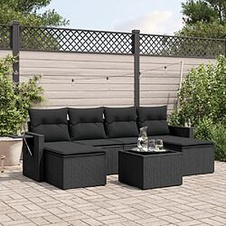 Maison Chic Salon de jardin 7 pcs avec coussins | Ensemble de Table et chaises | Mobilier d'Extérieur noir résine tressée -GKD96594