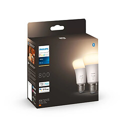 Philips Hue Pack 2 Ampoules LED Intelligentes E27 9W 800 lm Hue White Blanc chaud 2700K pas cher